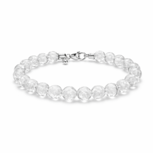 Pulseira de Topázio Branco Natural Facetado Beads 7-9mm